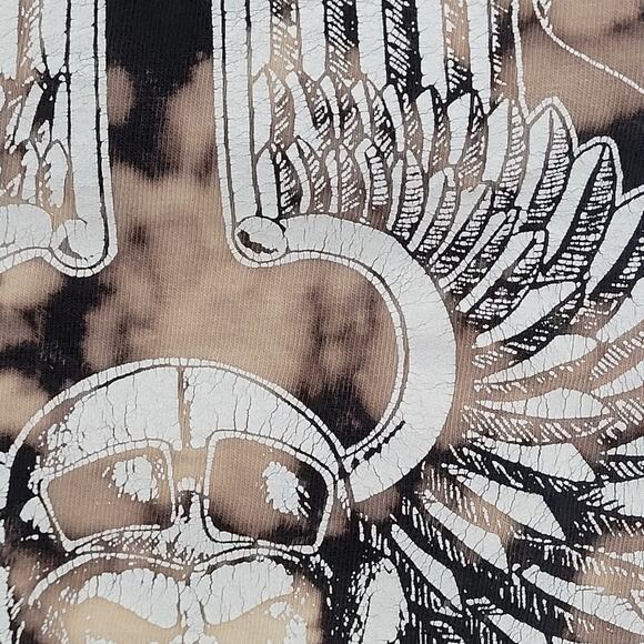 Skull Wings Cropped Shirt Women XL 23x14 Bleached Fort-Dover - Picture 13 of 14